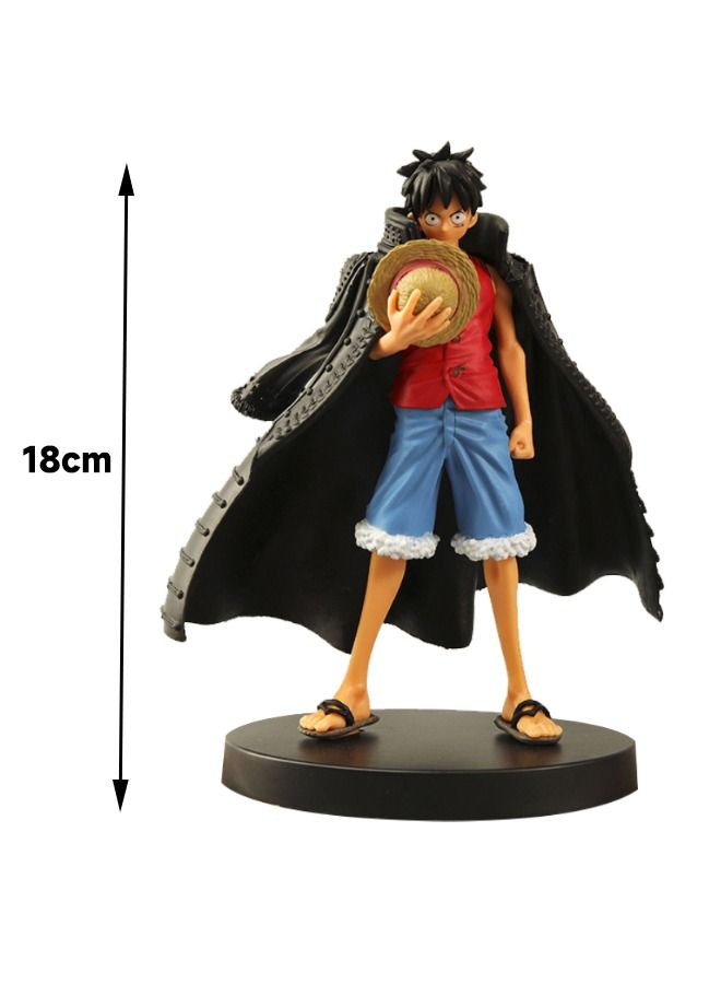 Anime One Piece Luffy Figure, Black Cape Luffy Action Figure, Straw Hat Luffy Collectible Model Statue Figure Toy, High Quality Cartoon Figure Toy 18cm  - Image 2