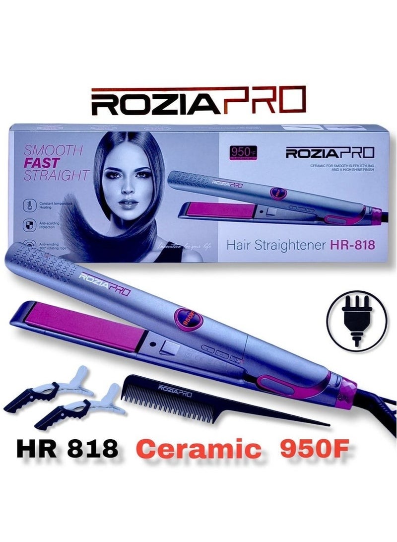 روزيابرو جهاز تمليس الشعر روزيا برو HR818 – سيراميك، محمول وقابل لإعادة الشحن - Image 1