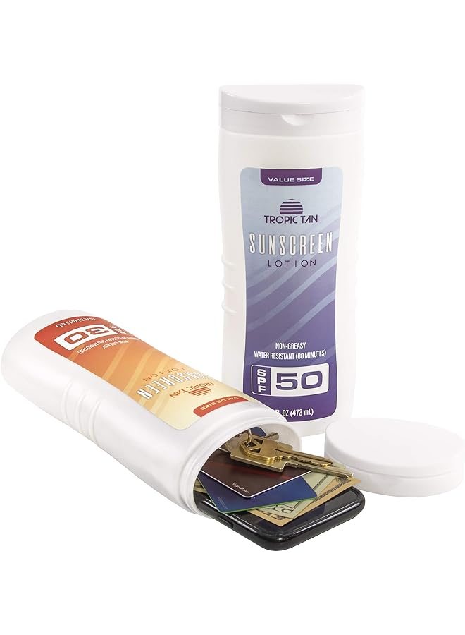 Sunscreen Diversion Safe Bottles 2 Pack Safely Hides Your Valuables - Image 1
