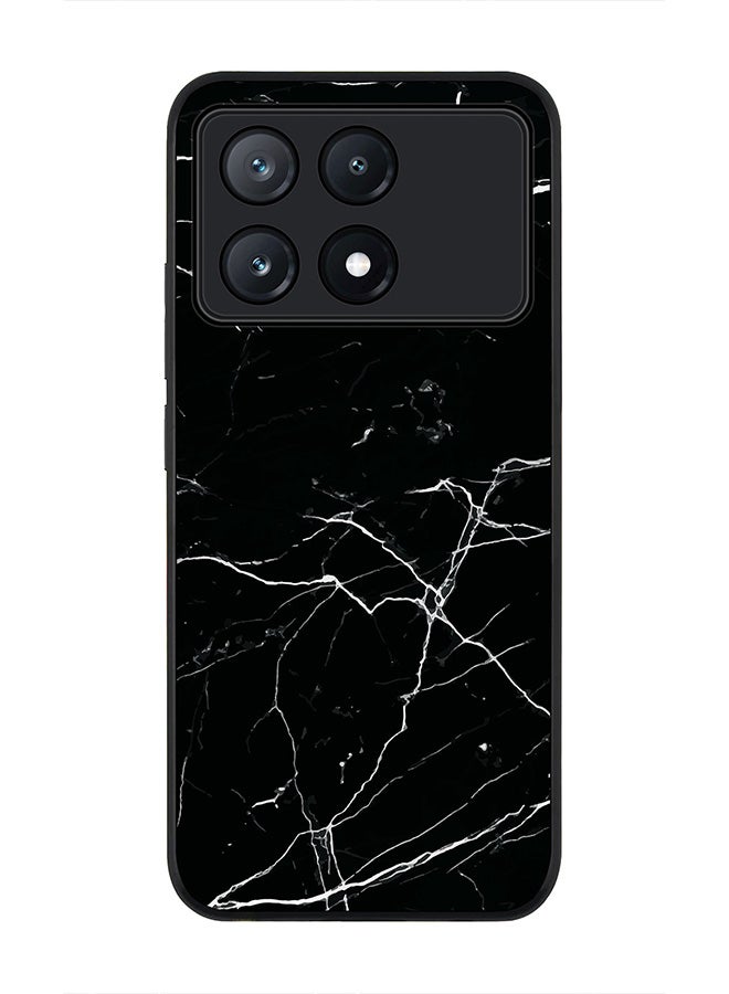 Stylizedd Rugged Black Edge Case for Xiaomi Poco X6 Pro, Slim fit Soft Case Flexible Rubber Edges Anti Drop TPU Gel Thin Cover -  Marble Print Black - Image 1