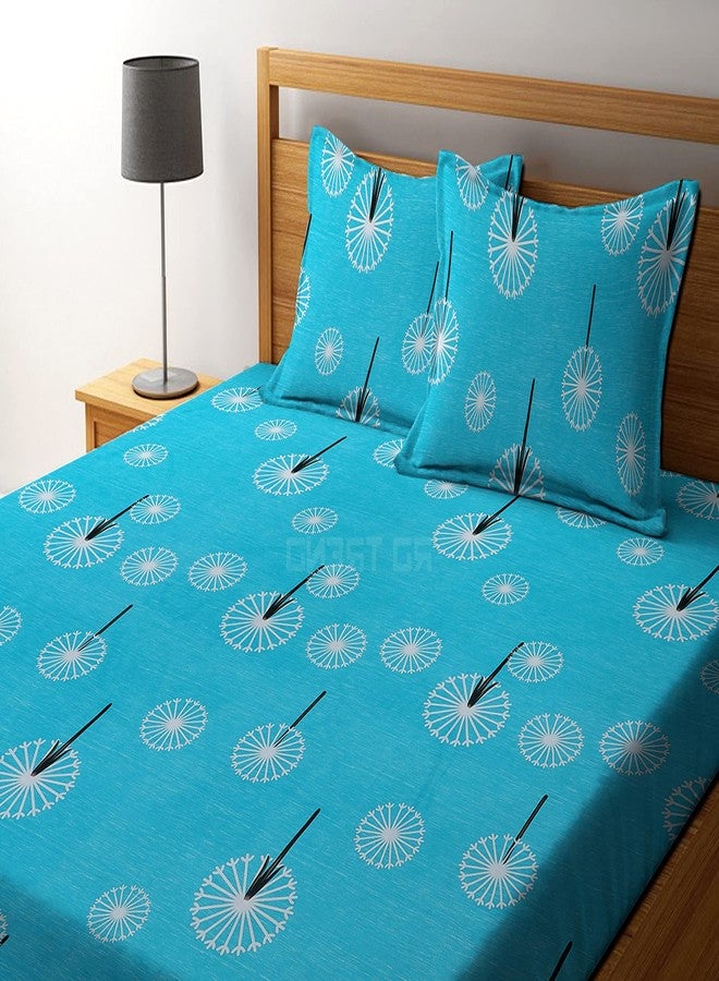 RD TREND Presents Luxurious Glace Cotton Super Soft 210 Tc 360° Elastic Fitted Bedsheet King Size(78X72X8 Inch)With 2 Pillow Covers Colour Firoji,Pattern-Floral,Blue - Image 3