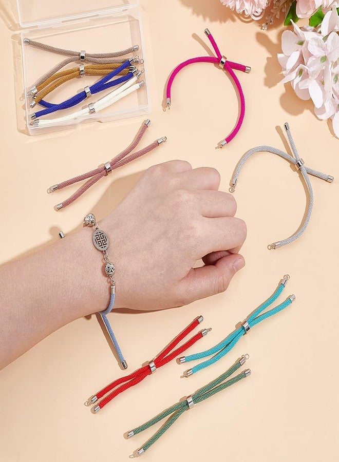 UNICRAFTALE 12Pcs 12 Colors Nylon Twist Cord Bracelet Making Sets 9 inch(22.8cm) Slider Bracelets Nylon Cord Chain Link Bracelet with Metal Findings Adjustable Bracelet Chains for Jewelry Making - Image 4
