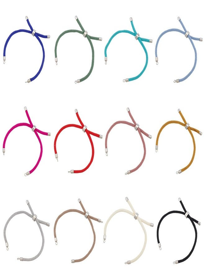 UNICRAFTALE 12Pcs 12 Colors Nylon Twist Cord Bracelet Making Sets 9 inch(22.8cm) Slider Bracelets Nylon Cord Chain Link Bracelet with Metal Findings Adjustable Bracelet Chains for Jewelry Making - Image 1