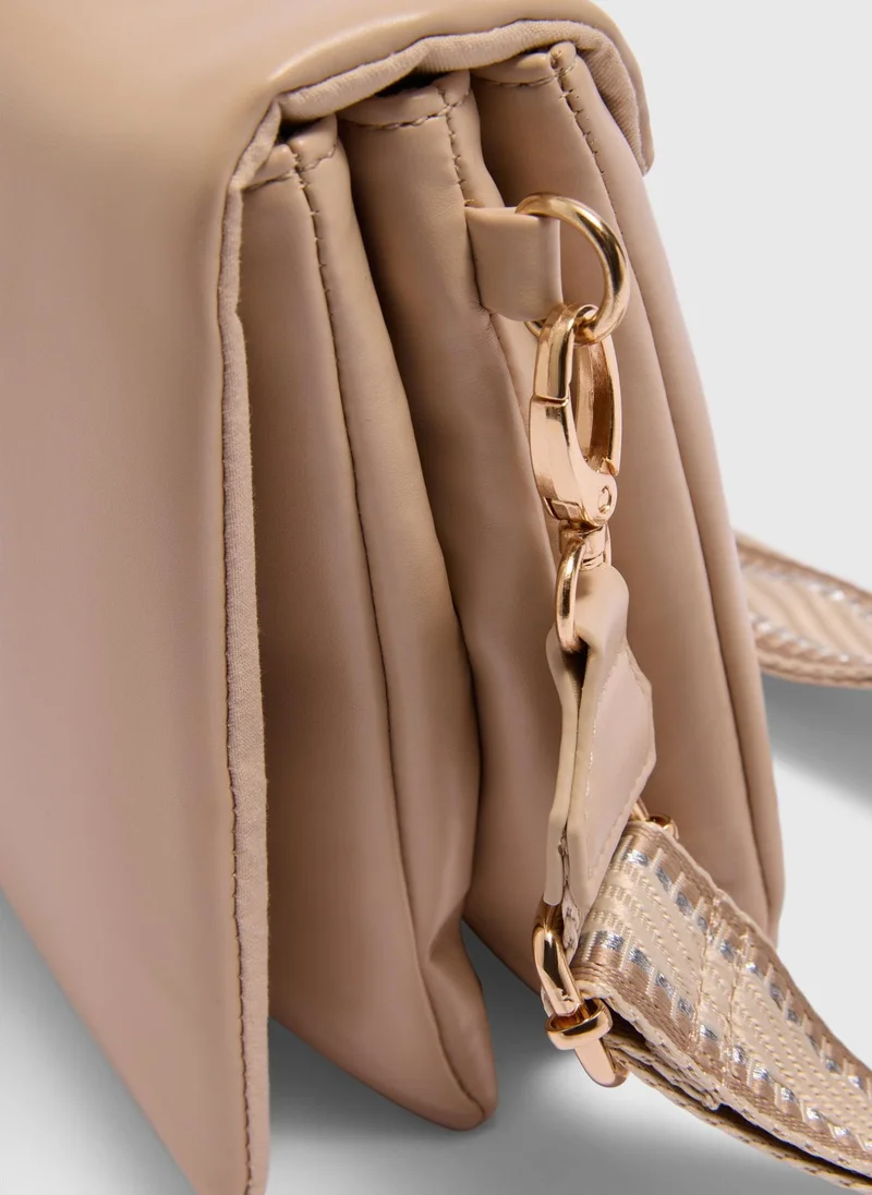 Matalan Taupe Triple Compartment Crossbody Bag