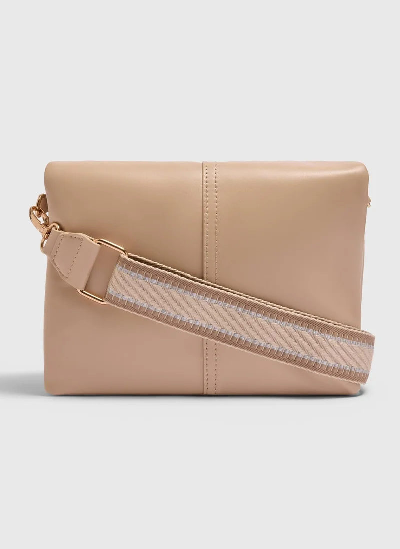 Matalan Taupe Triple Compartment Crossbody Bag