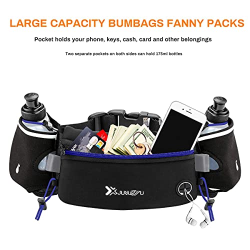 Number-one Running Belt with Water Bottles(2 x 175ML), Hydration Belt Waterproof Waist Pack Bag Fits iPhones Adjustable Sports Waist Pouch for Marathon Running Hiking Cycling,Blue - Image 4