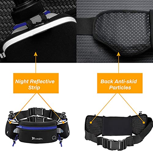 Number-one Running Belt with Water Bottles(2 x 175ML), Hydration Belt Waterproof Waist Pack Bag Fits iPhones Adjustable Sports Waist Pouch for Marathon Running Hiking Cycling,Blue - Image 5