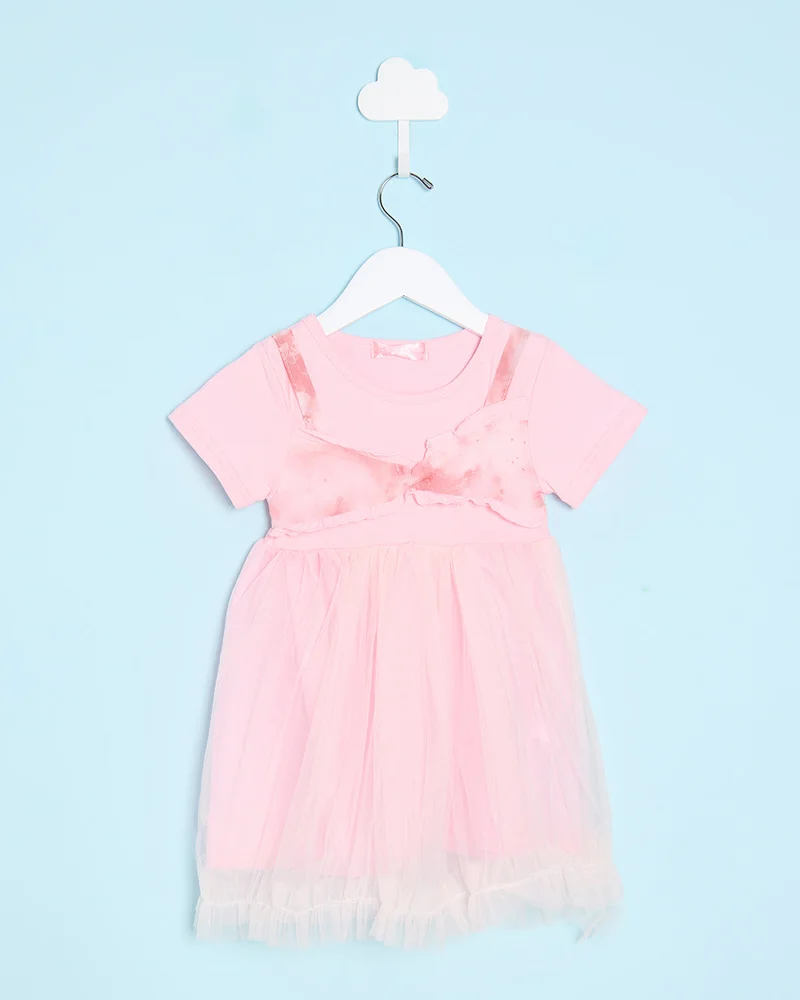 REDTAG Infant Girls Pink Embellished Dress