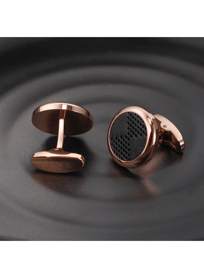 زنك أزرار أكمام رجالية من ZINK باللونين الذهبي الوردي والأسود | ZJCL002RG - Image 5