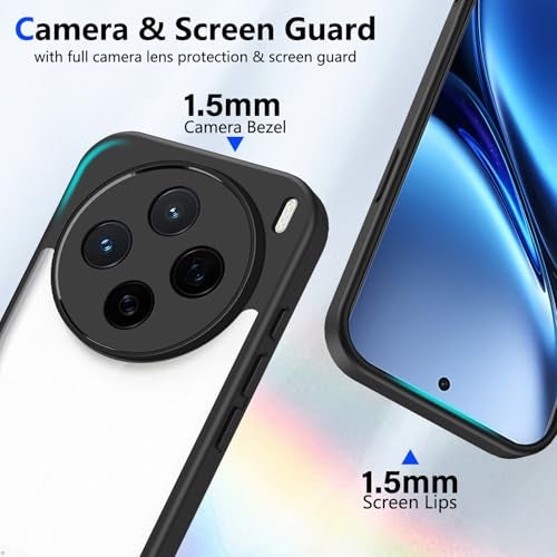 Kapa Hawkeye Clear Slim Tough Back Cover for Vivo X200 5G | Camera Lens Protector Anti Yellow Shockproof Clear Hybrid Case Cover (Black) - Image 4