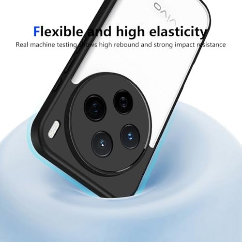 Kapa Hawkeye Clear Slim Tough Back Cover for Vivo X200 5G | Camera Lens Protector Anti Yellow Shockproof Clear Hybrid Case Cover (Black) - Image 5