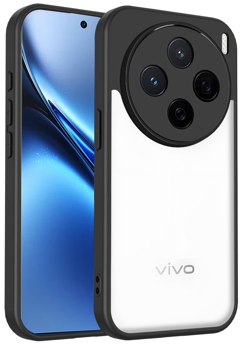 Kapa Hawkeye Clear Slim Tough Back Cover for Vivo X200 5G | Camera Lens Protector Anti Yellow Shockproof Clear Hybrid Case Cover (Black) - Image 1