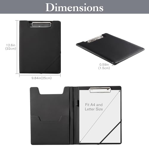 ProCase Clipboard Folder Portfolio, Leather Business Padfolio Organizer Letter Size Professional Folder Binder for Interview Meeting Resume Office Conference School -Black - Image 2