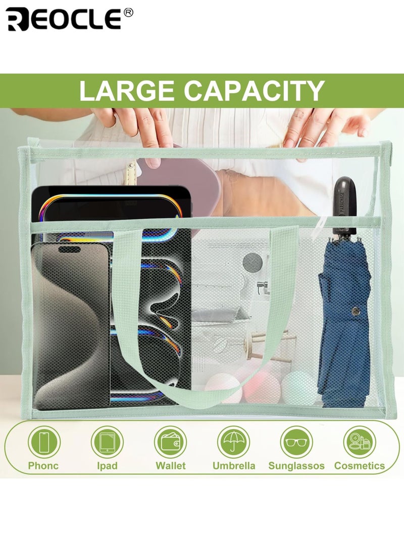 ريوكل حقيبة مستندات كبيرة السعة ومقاومة للماء مع مساحة تخزين قابلة للتوسيع وتصميم شفاف من مادة البولي فينيل كلوريد، مجلد ملفات محمول مع منظم داخلي لتخزين اللوازم المدرسية والمكتبية. - Image 3