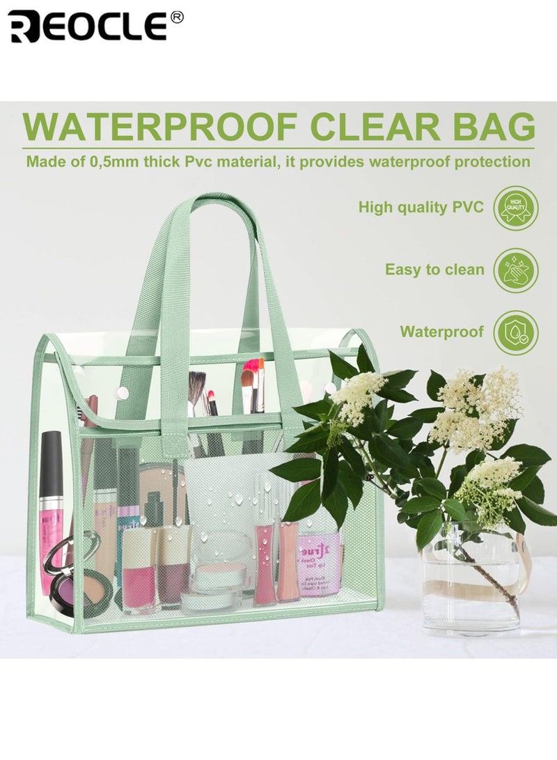 ريوكل حقيبة مستندات كبيرة السعة ومقاومة للماء مع مساحة تخزين قابلة للتوسيع وتصميم شفاف من مادة البولي فينيل كلوريد، مجلد ملفات محمول مع منظم داخلي لتخزين اللوازم المدرسية والمكتبية. - Image 1