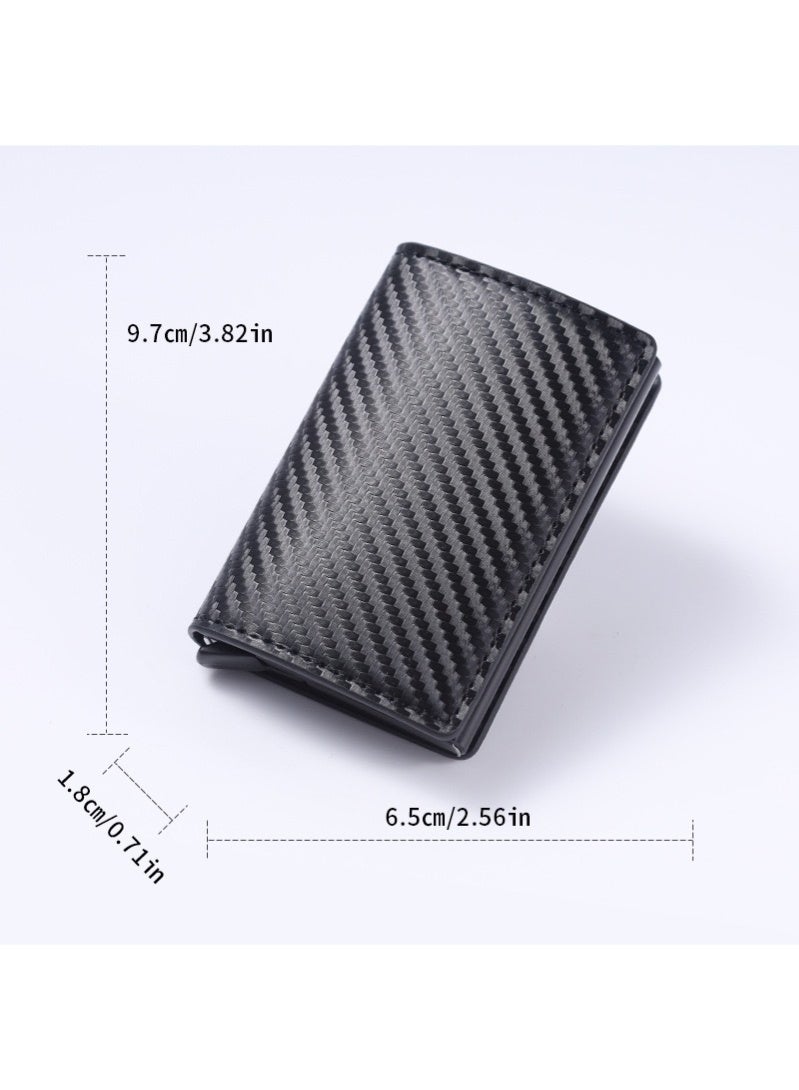 أروى محفظة بطاقات الائتمان ، رجل محفظة حامل بطاقة ل الحد الأدنى محفظة جيب تتفاعل حجب الجلود المنبثقة الألومنيوم محفظة للرجال الهدايا (الكربون) - Image 4