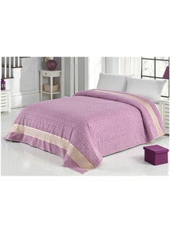 Villa Paris Premium Jacquard Bed Cover Turkish Cotton Blanket Organic Throw Bed Spread for Double/King Size Bed Purple 200x220 cm  - Image 1