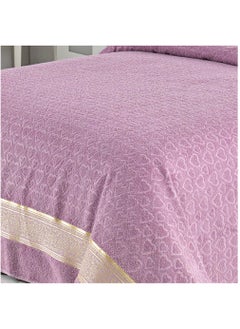 Villa Paris Premium Jacquard Bed Cover Turkish Cotton Blanket Organic Throw Bed Spread for Double/King Size Bed Purple 200x220 cm  - Image 2