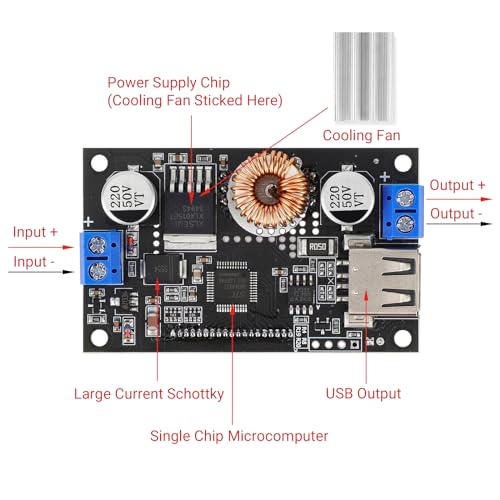 DROK DC Buck Converter Adjustable Voltage Regulator 12V 6V-32V to 1.5-32V 5A, LCD Screen Step Down Converter with USB Port and Protective Case - Image 3