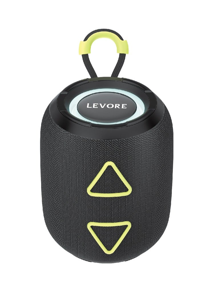 ليفور مكبر صوت Levore LSM333-BK لاسلكي محمول بتقنية البلوتوث V5.3 مع إضاءة LED RGB بقوة 8 وات ومضخم صوت خارجي بتقنية البلوتوث TF FM AUX TWS USB يدعم بطارية 1200 مللي أمبير في الساعة - Image 1