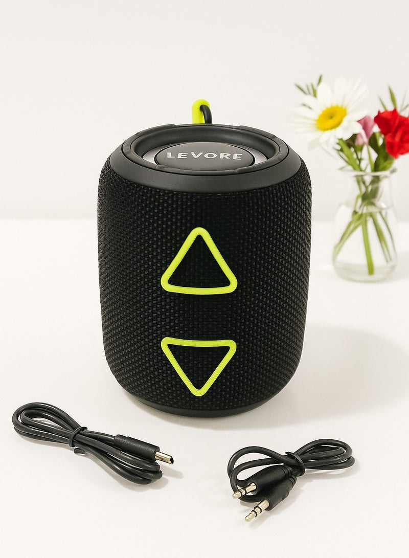 ليفور مكبر صوت Levore LSM333-BK لاسلكي محمول بتقنية البلوتوث V5.3 مع إضاءة LED RGB بقوة 8 وات ومضخم صوت خارجي بتقنية البلوتوث TF FM AUX TWS USB يدعم بطارية 1200 مللي أمبير في الساعة - Image 3