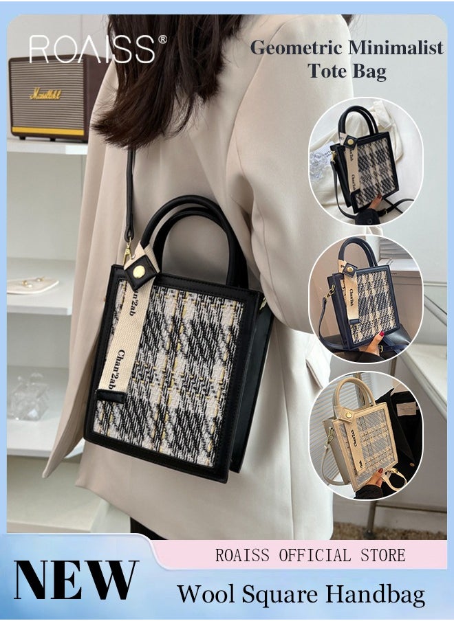 roaiss - Women Woolen Mini Handbag Commuter Niche Crossbody Bag with Simple and Minimalist Design Chic Tote Bag for Everyday Use - Image 1