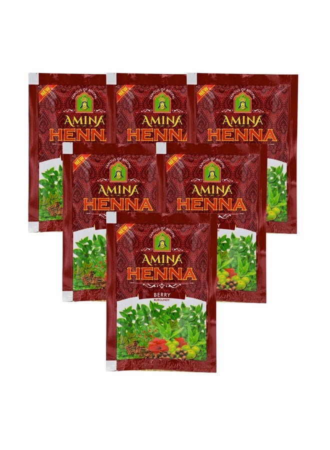 Amina Henna Unisex Natural Hair Color Mehndi (Pack Of 6, Natural Berry Burgundy) - Image 1