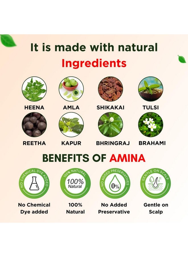 Amina Henna Unisex Natural Hair Color Mehndi (Pack Of 6, Natural Berry Burgundy) - Image 2