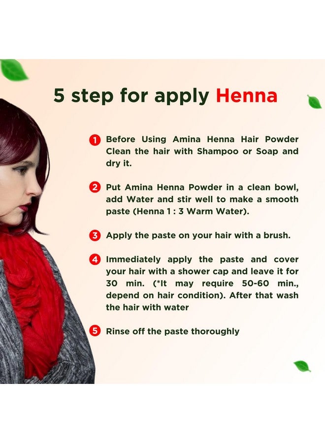 Amina Henna Unisex Natural Hair Color Mehndi (Pack Of 6, Natural Berry Burgundy) - Image 3
