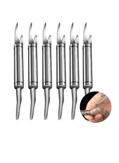 KASTWAVE Shrimp Line Fish Maw Knife, 5 in 1 Multifunctional Stainless Steel Shrimp Peeler and Deveiner Tool, Fish Scaler Remover, Double-headed Multipurpose Shrimp Cleaner Knife for Home Kitchen, 6 Pcs  - Image 1