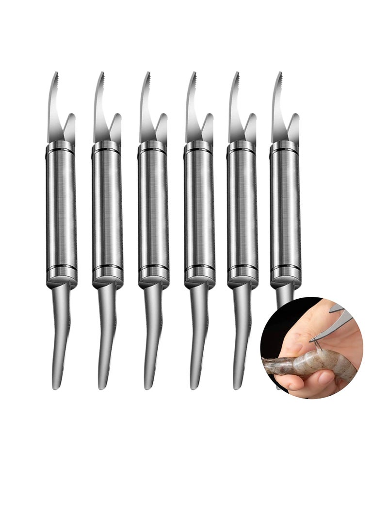 KASTWAVE Shrimp Line Fish Maw Knife, 5 in 1 Multifunctional Stainless Steel Shrimp Peeler and Deveiner Tool, Fish Scaler Remover, Double-headed Multipurpose Shrimp Cleaner Knife for Home Kitchen, 6 Pcs - Image 1