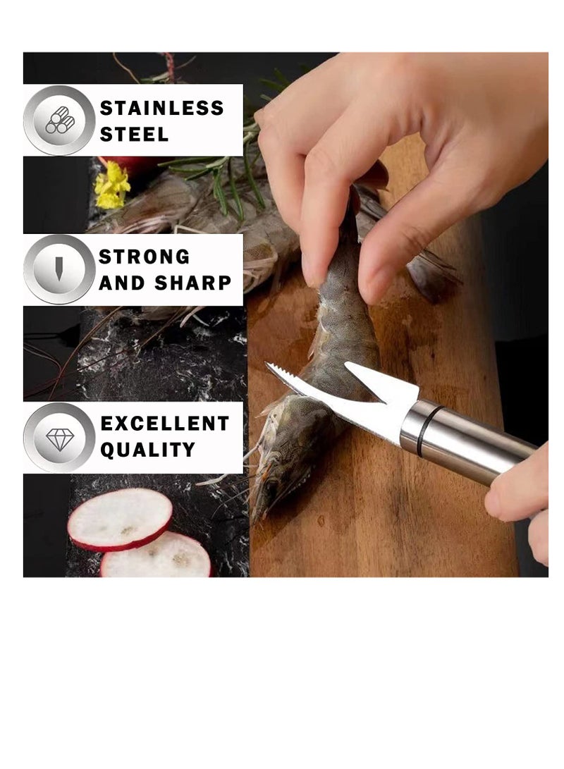 KASTWAVE Shrimp Line Fish Maw Knife, 5 in 1 Multifunctional Stainless Steel Shrimp Peeler and Deveiner Tool, Fish Scaler Remover, Double-headed Multipurpose Shrimp Cleaner Knife for Home Kitchen, 6 Pcs - Image 5