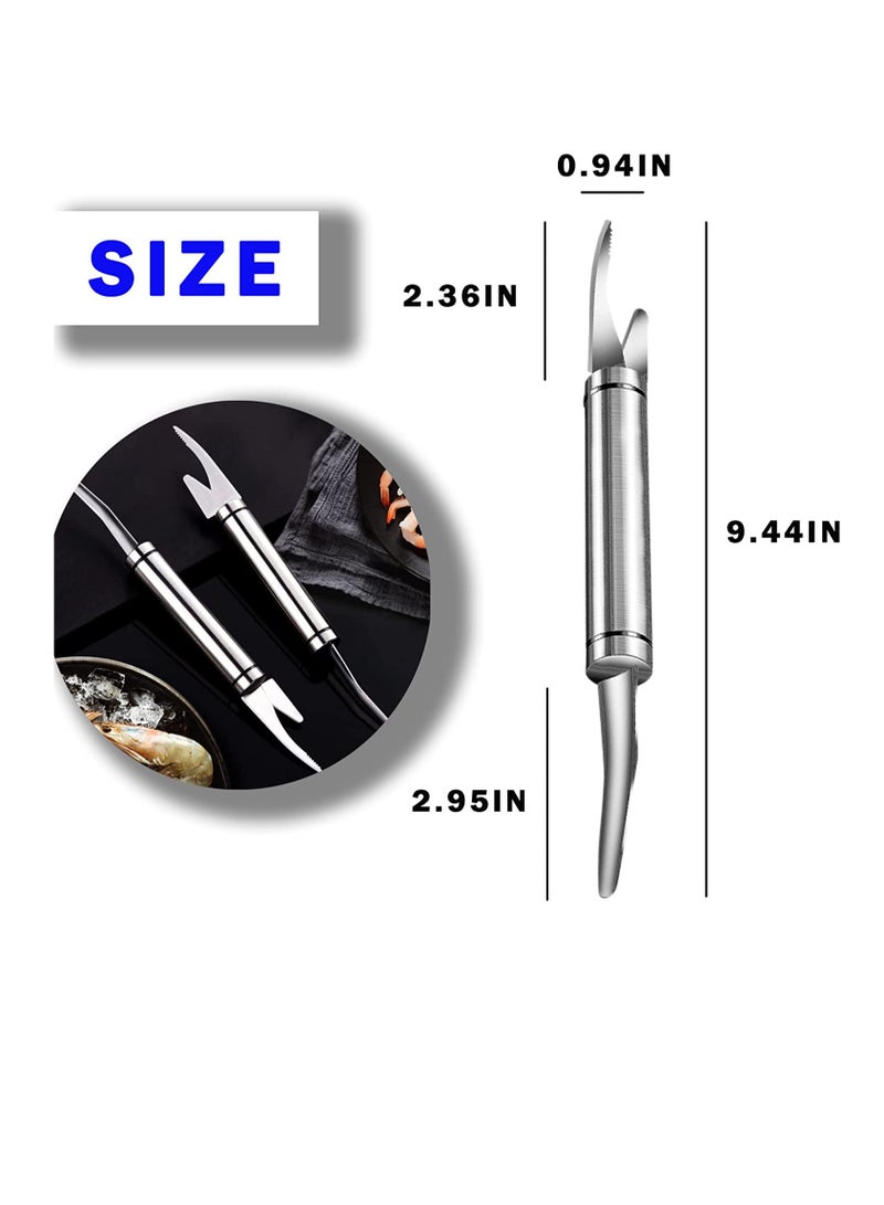 KASTWAVE Shrimp Line Fish Maw Knife, 5 in 1 Multifunctional Stainless Steel Shrimp Peeler and Deveiner Tool, Fish Scaler Remover, Double-headed Multipurpose Shrimp Cleaner Knife for Home Kitchen, 6 Pcs - Image 2