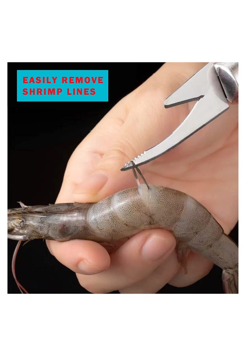 KASTWAVE Shrimp Line Fish Maw Knife, 5 in 1 Multifunctional Stainless Steel Shrimp Peeler and Deveiner Tool, Fish Scaler Remover, Double-headed Multipurpose Shrimp Cleaner Knife for Home Kitchen, 6 Pcs - Image 3