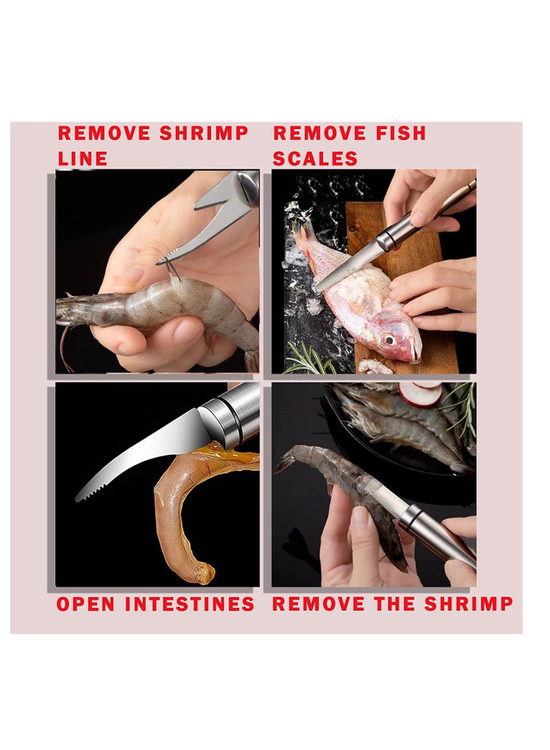 KASTWAVE Shrimp Line Fish Maw Knife, 5 in 1 Multifunctional Stainless Steel Shrimp Peeler and Deveiner Tool, Fish Scaler Remover, Double-headed Multipurpose Shrimp Cleaner Knife for Home Kitchen, 6 Pcs - Image 4
