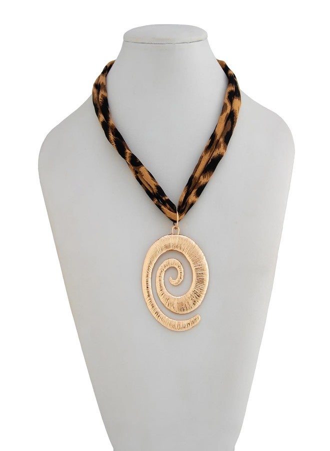Aaishwarya Boho Style Leopard Print Fabric and Spiral Pendant Necklace | Beach Accessory For Women and Girls | Animal Printed Jewelry - Image 5