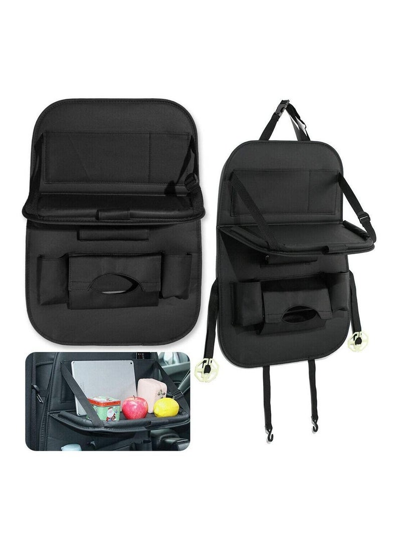 منظم حامل متعدد الوظائف مقاوم للماء من جلد البولي يوريثان مع صينية طاولة قابلة للطي (أسود) - Image 3