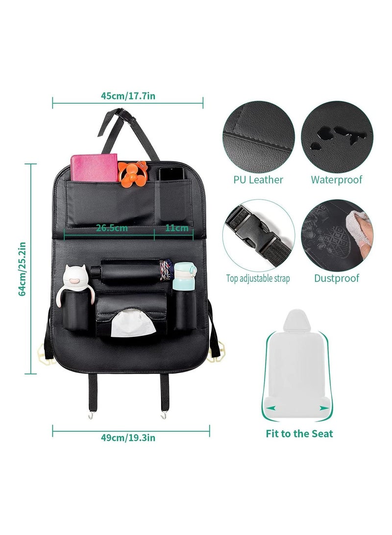 منظم حامل متعدد الوظائف مقاوم للماء من جلد البولي يوريثان مع صينية طاولة قابلة للطي (أسود) - Image 2