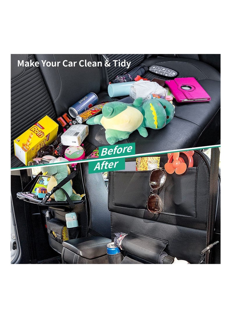 منظم حامل متعدد الوظائف مقاوم للماء من جلد البولي يوريثان مع صينية طاولة قابلة للطي (أسود) - Image 5