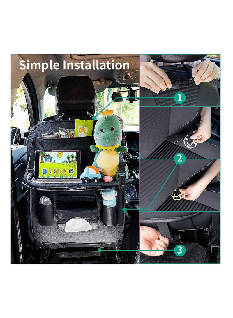 منظم حامل متعدد الوظائف مقاوم للماء من جلد البولي يوريثان مع صينية طاولة قابلة للطي (أسود) - Image 4