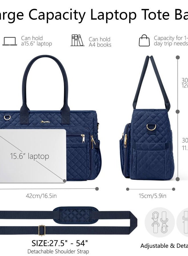 Bagstellar Teacher Tote Bags for Women, 15.6 inch Laptop Work Tote Nurse Bible Bag With Large Cup Holder & Insulated Pocket Quilted Shoulder Handbag Laptop Briefcase for Work, Daily, School, Travel, Gifts - Image 4