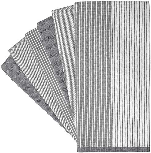 Bumble Towels Premium Kitchen Towels (20”x 28”, 6 Pack) | Large Cotton Dish Towels | Flat & Terry Highly Absorbent Kitchen Linen Set with Hanging Loop | Gray - Image 3