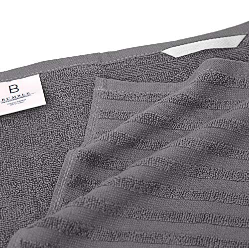 Bumble Towels Premium Kitchen Towels (20”x 28”, 6 Pack) | Large Cotton Dish Towels | Flat & Terry Highly Absorbent Kitchen Linen Set with Hanging Loop | Gray - Image 4