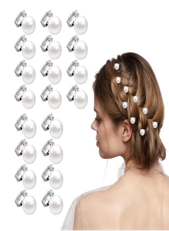 ECLATE ACCESSORIES 20 PCS Mini Pearl Hair Clips for Girls Women White Pearl Hair Pins Non Slip Hairpin Cute Hair Barrettes Braid Hair Claw Clips Brides Hair Accessories for Wedding - Image 1