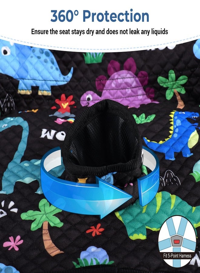 COOLBEBE واقي مقعد السيارة COOLBEBE لتدريب الأطفال على استخدام المرحاض، عبوة من قطعتين، بطانة مقعد السيارة جافة ومقاومة للماء لتدريب الأطفال الرضع والأطفال الصغار على استخدام المرحاض، غطاء وسادة التبول لعربات الأطفال ومقاعد السيارة (ديناصور، قطعتان) - Image 5