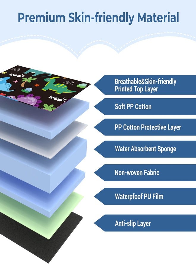 COOLBEBE واقي مقعد السيارة COOLBEBE لتدريب الأطفال على استخدام المرحاض، عبوة من قطعتين، بطانة مقعد السيارة جافة ومقاومة للماء لتدريب الأطفال الرضع والأطفال الصغار على استخدام المرحاض، غطاء وسادة التبول لعربات الأطفال ومقاعد السيارة (ديناصور، قطعتان) - Image 4