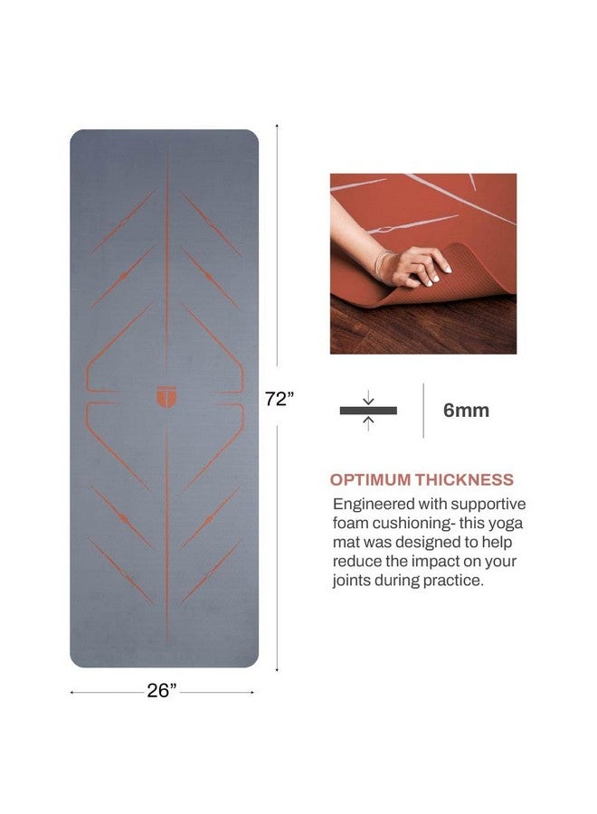 TEGO حصيرة يوغا تيغو الأساسية (طوب رمادي) | حصيرة TPE سميكة 6 مم مع خطوط مرجعية للوضعية | مضادة للميكروبات، غير قابلة للانزلاق، خفيفة الوزن وقابلة للحمل مع حقيبة حمل | حصيرة يوغا مناسبة للمبتدئين | 72/78 × 26 بوصة | حصيرة صديقة للمفاصل - Image 3