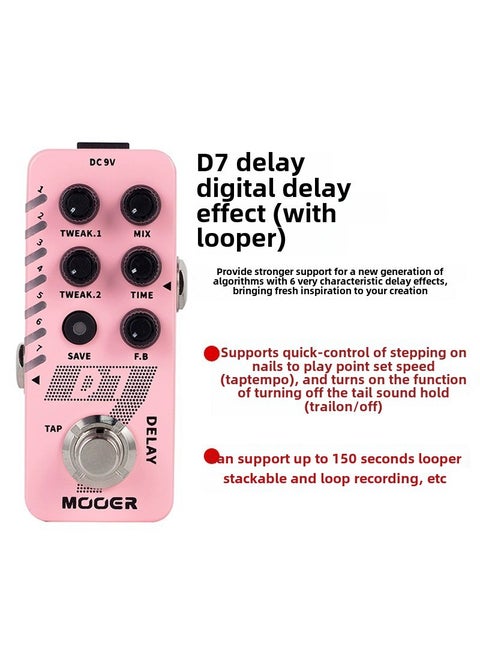 MOOER Guitar EQ Reverb Delay X2 Effects Pedal D7 DELAY digital DELAY with looper