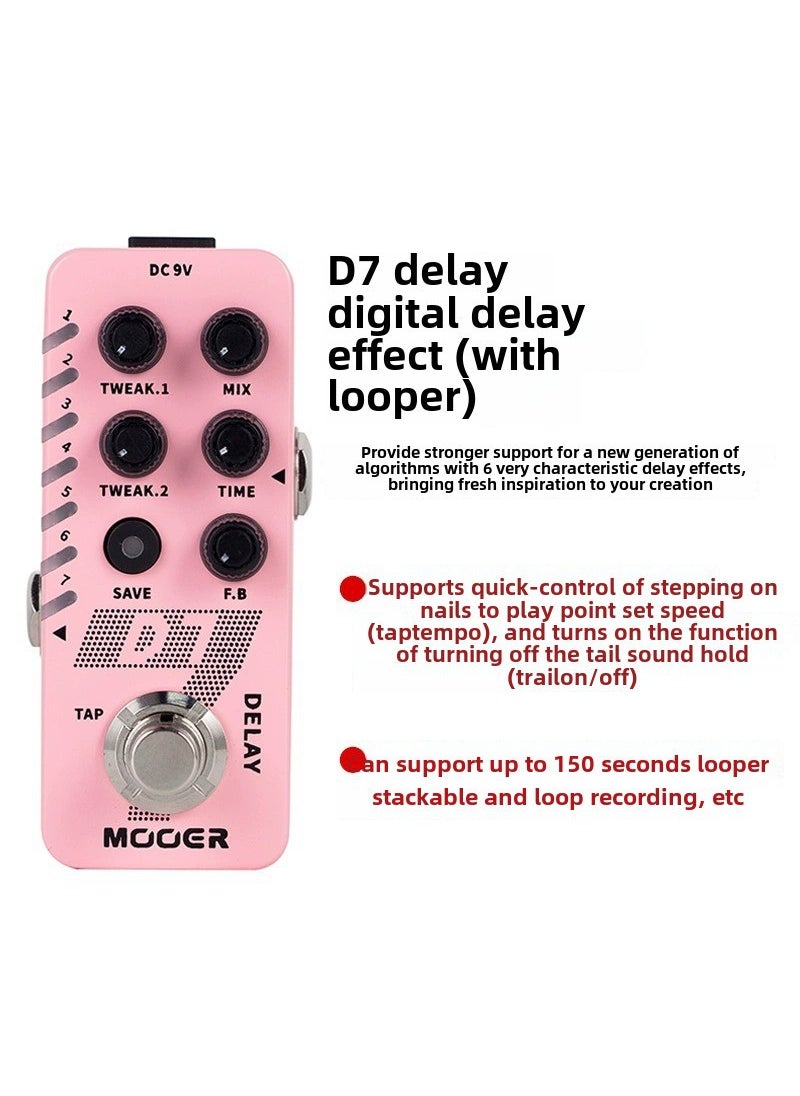 MOOER Guitar EQ Reverb Delay X2 Effects Pedal D7 DELAY digital DELAY with looper