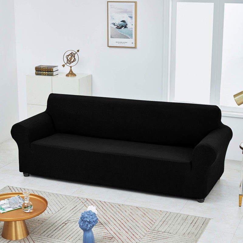 Joccun Stretch Loveseat Couch Cover Slipcover, 1-Piece Sofa Cover for 2 Cushion Couch Spandex Jacquard Washable Furniture Protector Cover for Living Room,Kids,Petsï¼ˆLoveseat,Blackï¼‰ - Image 4